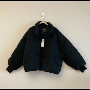 New Zara black puffer jacket, Medium